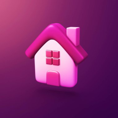 Basit ev simgesi - 3d biçimlendirilmiş CGI simgesi