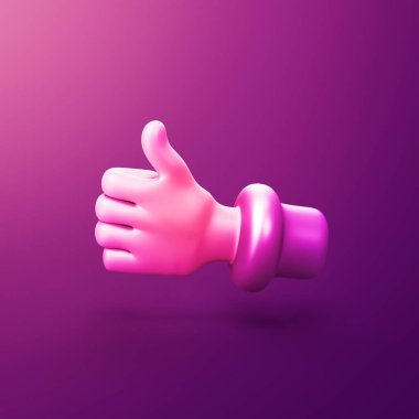 Eller yukarı - biçimlendirilmiş 3d CGI simgesi nesnesi