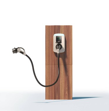 Elektrik yükleme istasyonu duvar kutusu 3 boyutlu kesme işlemi arabaya bağlanmaya hazır