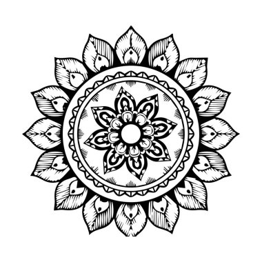 Güzel çiçek sanatı ve mandala vektör tasarımı