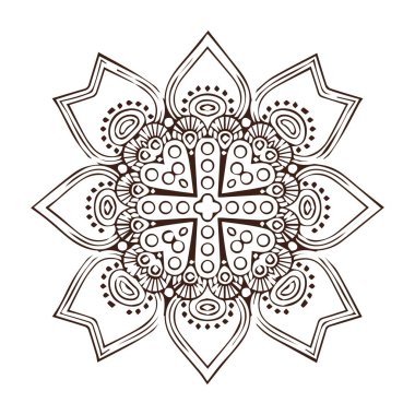 Güzel çiçek sanatı ve mandala vektör tasarımı