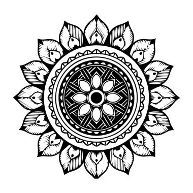 Güzel çiçek sanatı ve mandala vektör tasarımı