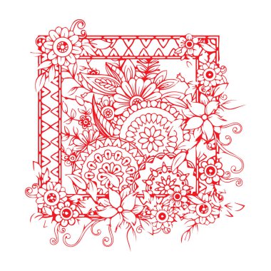 Güzel çiçek sanatı ve mandala vektör tasarımı