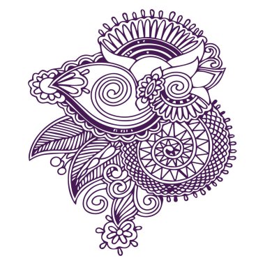 Güzel çiçek sanatı ve mandala vektör tasarımı