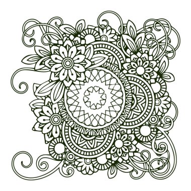 Güzel çiçek sanatı ve mandala vektör tasarımı