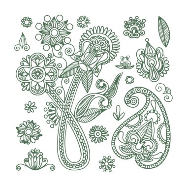 Güzel çiçek sanatı ve mandala vektör tasarımı