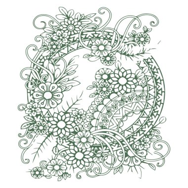 Güzel çiçek sanatı ve mandala vektör tasarımı