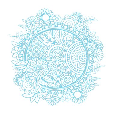 Güzel çiçek sanatı ve mandala vektör tasarımı