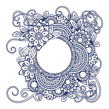 Güzel çiçek sanatı ve mandala vektör tasarımı