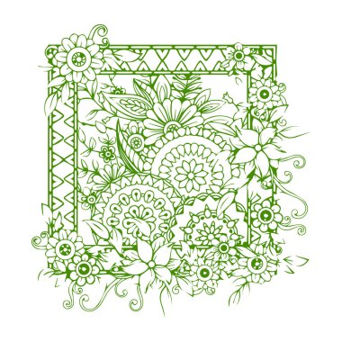 Güzel çiçek sanatı ve mandala vektör tasarımı