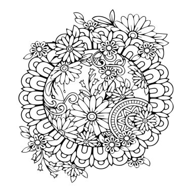 Güzel çiçek sanatı ve mandala vektör tasarımı