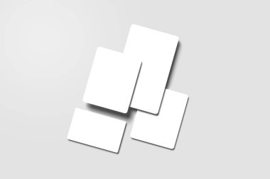 Gri arkaplanda boş kağıt kartları