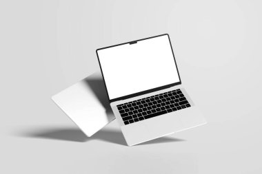 Kullanıcı arayüzü tasarımınızı istemcilere göstermek için yüzen Laptop Mockup
