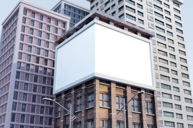 Tasarımınızı müşterilere göstermek için Şehir Binası Billboard Mockup 'u