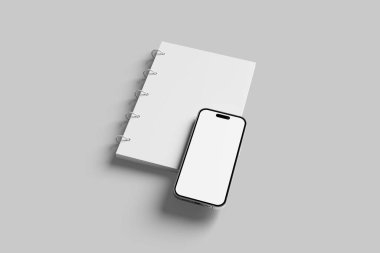 Tasarımınızı müşterilere göstermek için Smartphone ve Not Defteri Mockup 'ı kapatın