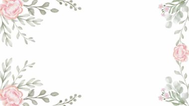 Çiçek köşeli çerçeve düğün ve sevgililer günü kompozisyonu