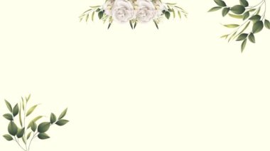 Çiçek köşeli çerçeve düğün ve sevgililer günü kompozisyonu