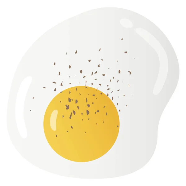 Яйцо Sunny Side Fried Egg Bright Yellow Yolk Pepper Seasoning — стоковый вектор