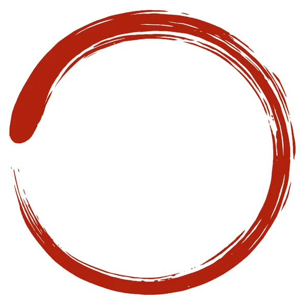 Red Zen Bloody Enso Circle Art Brush Design — стоковый вектор