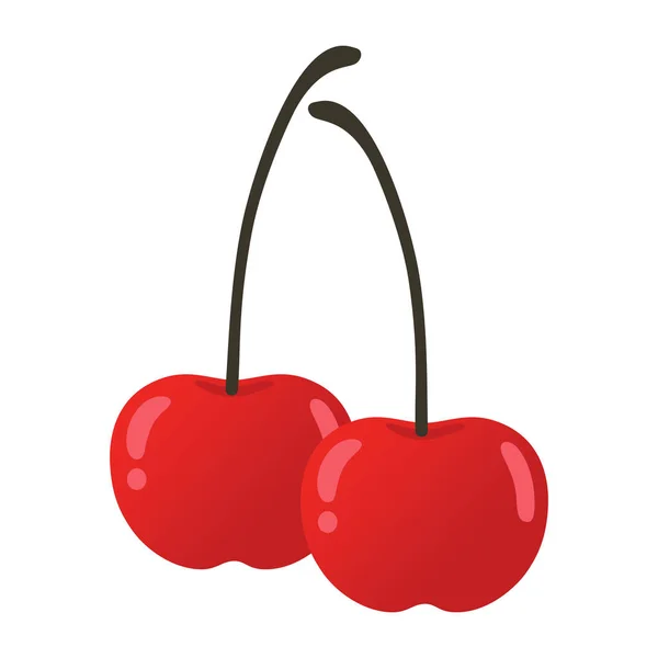 Cherry Fruit Cartoon Illustration Flat Design Vector Art Icon — Stock Vector