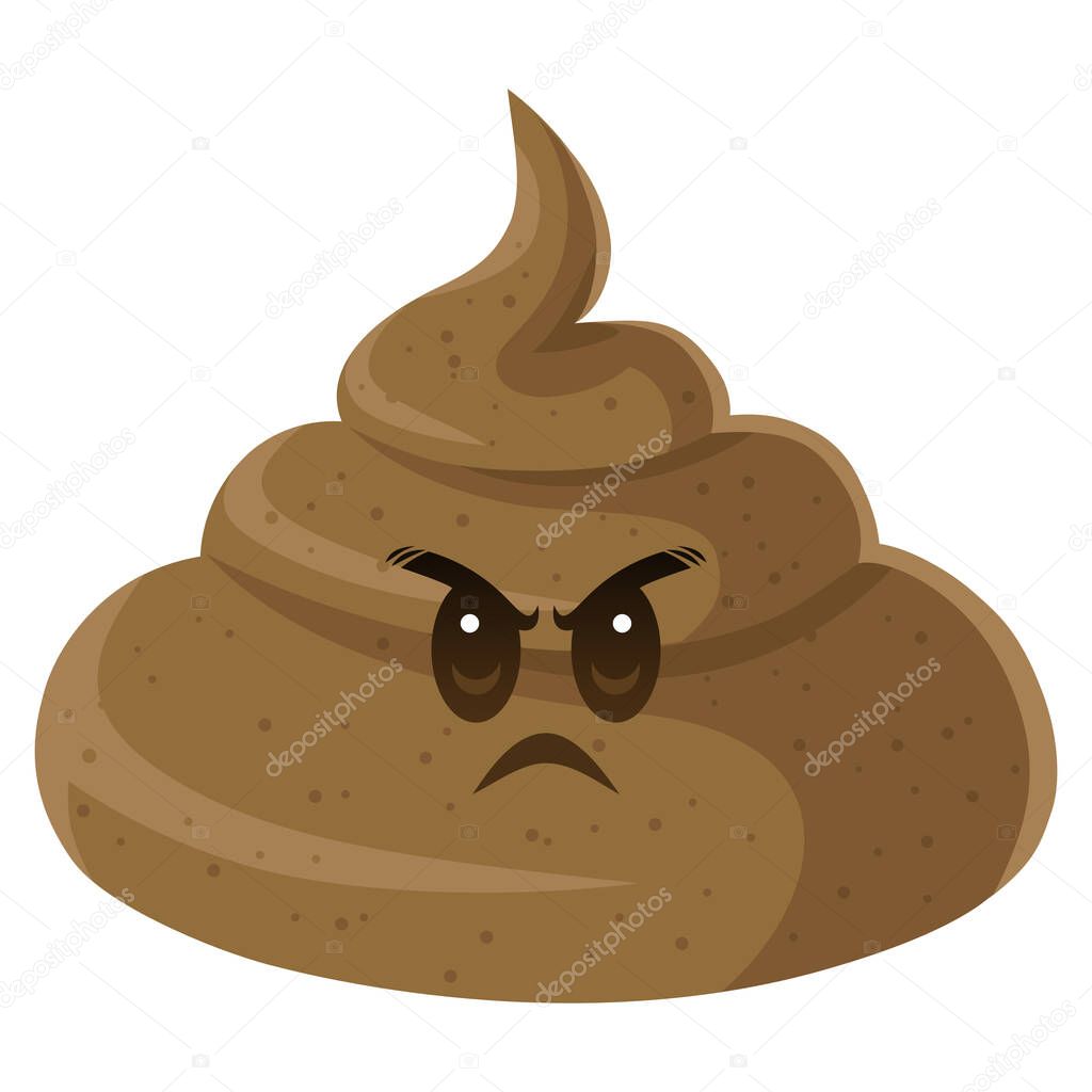 Poop Cartoon Angry Character Design Illustration Vector Art