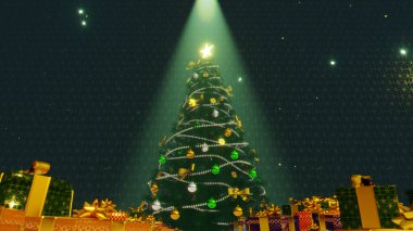 Festivalde ve Noel sahnesinde reklam ve duvar kağıdı için 3 boyutlu illüstrasyon arka planı. Dekoratif konseptte 3B canlandırma.