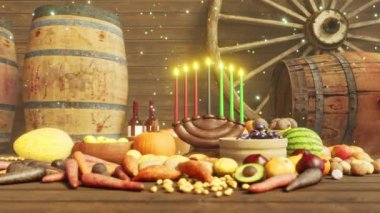 Kwanzaa Kutlaması, festival filmleri ve kutlama sahnesindeki sinematikler için sinema görüntüleridir. Sahne, başlık ve logolar için de iyi bir geçmiş..
