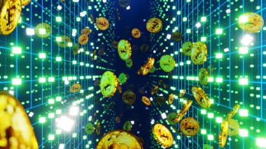 Bilim kurgu ve teknoloji yenilik sahnesinde reklam ve duvar kağıdı için 3 boyutlu illüstrasyon. Dekoratif konseptte 3B canlandırma.