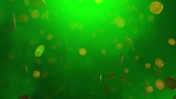 Altın Sikke Yeşil Arkaplanda Festival Filmleri Saint Patrick Sahnesinde Sinema — Stok video