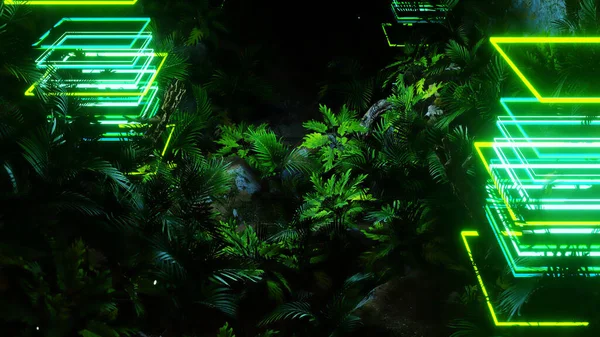 Seyahat ve macera sahnesinde reklam ve duvar kağıtları için 3 boyutlu illüstrasyon arka planı. Dekoratif konseptte 3B canlandırma.