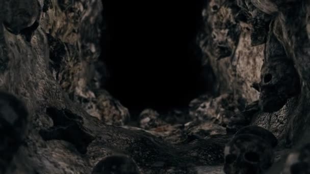 Stone Skulls Filmmateriaal Voor Festivalfilms Filmische Horrorscène Ook Goede Achtergrond — Stockvideo