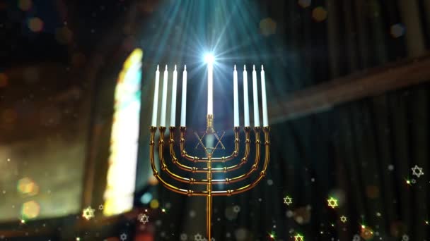 Jewish Holiday Hanukkah Material Archivo Movimiento Para Películas Festivales Cinemáticas — Vídeos de Stock