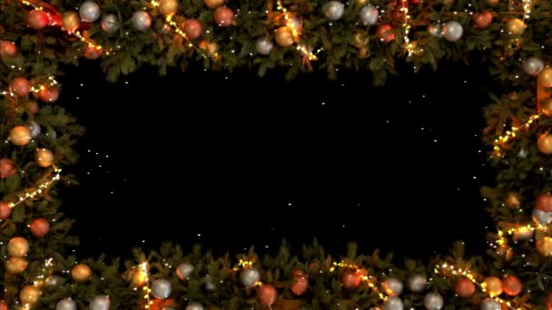 Christmas Wreath Frame Materiał Filmowy Alfa Dla Filmów Festiwalowych Filmowych — Wideo stockowe