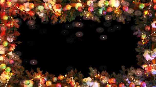 Karácsonyi Koszorú Keret Alfa Mozgókép Fesztivál Filmek Mozi Ünnepi Jelenet — Stock videók