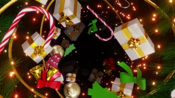 ツリーでクリスマスを祝うことは お祝いのシーンでフェスティバル映画や映画のためのアルファモーション映像です シーンやタイトルのための良い背景 — ストック動画