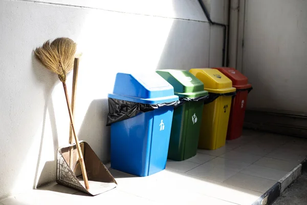 Multicolored Garbage Trash Bins. Recycling bins at a recycling station Recycling, Garbage, Environment, Recycling Bin, Garbage Bin