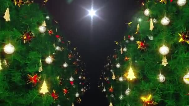 Noel Ağacı Festivali Festival Filmleri Için Karnaval Filmlerinde Süslenmiş Kutlama — Stok video