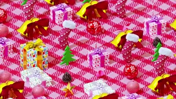 Traditional Christmas Seamless Pattern Motion Footage Festival Films Cinematic Celebrate — Stock Video