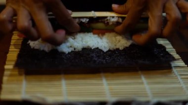 Wrapping The Kimbap, Footage for food films and cinematic in cooking scene. Also good background for scene and titles.