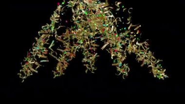 Festival filmleri için Konfeti Nesneleri Patlama Hareketi ve kutlama sahnesinde sinema. Sahne ve başlıklar için de iyi bir arkaplan.