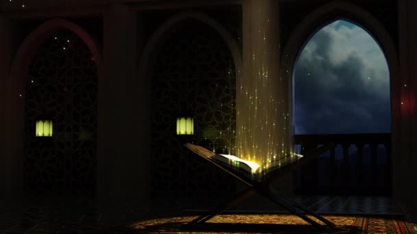 Libro Del Sagrado Corán Eid Material Archivo Movimiento Para Películas — Vídeos de Stock