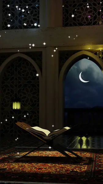 Festival ve din sahnesinde reklam ve duvar kâğıdı için 3 boyutlu illüstrasyon arka planı. Dekoratif konseptte 3B canlandırma.