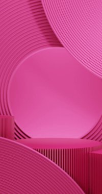 Minimal Sahne Pembe Podyum, reklamcılık ve minimalizm ve ürün sahnelerinde duvar kağıdı için 3 boyutlu illüstrasyon arka planı. Dekoratif konseptte 3B canlandırma.