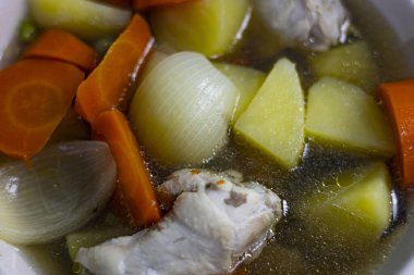 Sebzeli Tavuk Çorbası, Reklam için arka plan ve sağlık hizmetleri ve yemek sahnesi için duvar kağıdı.