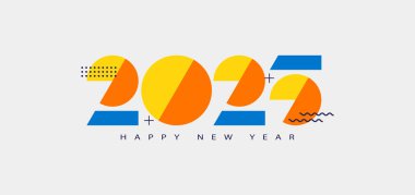 Mutlu yıllar 2025 tasarımı. Modern benzersiz sayılarla