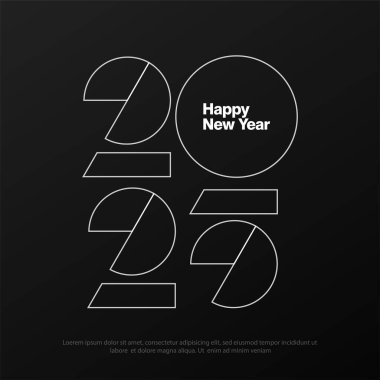 Mutlu yeni yıl 2025 arkaplan illüstrasyonları basit benzersiz tasarım