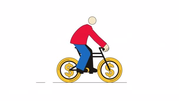 Animacja Człowieka Rowerze Moneta Dolarowa — Wideo stockowe