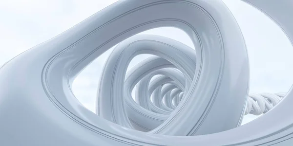 Abstracto Espiral Blanca Con Fondo Cielo Renderizar Ilustración Diseño Moderno — Foto de Stock