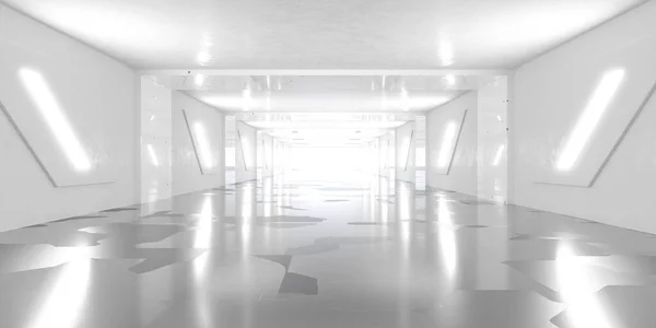 white basement underground tunnel with lights 3d render illustration subground tube tunnel transport concept industrial hall background backdrop wallpaper
