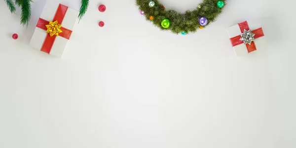 Chistmas Presente Fondo Con Decoración Navidad Render Ilustración Navidad Fondo —  Fotos de Stock